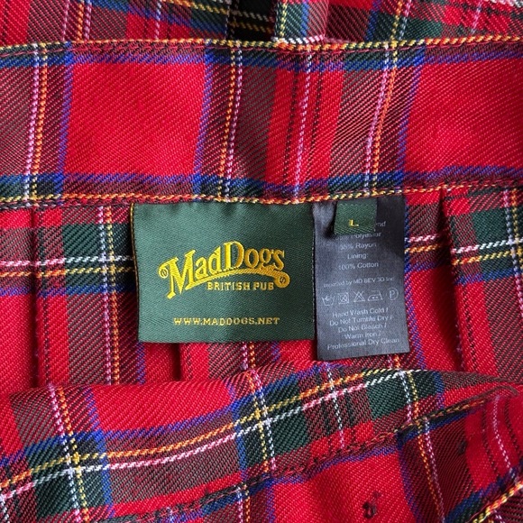 MAD DOGS Red Plaid Pleated Mini Skirt Women's L Casual - Picture 4 of 4